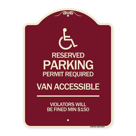 Connecticut Reserved Parking Permit Required Van Accessible Violators Will Be Fined M Aluminum Sign